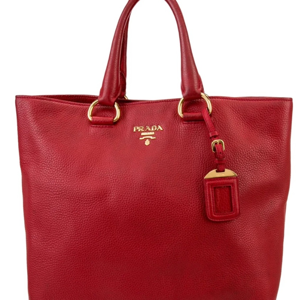 Prada Vitello Phenix Tote in Color Rosso